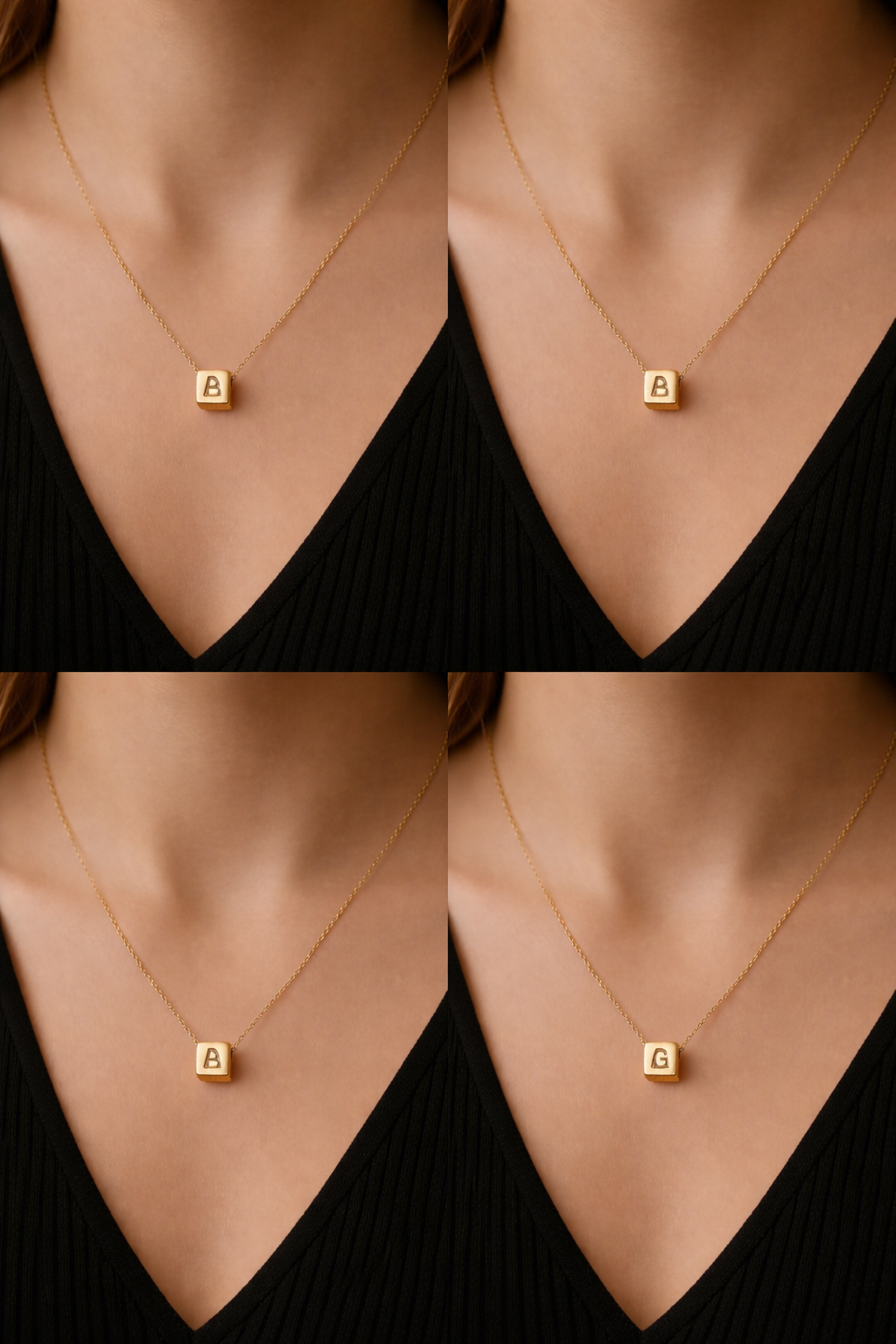 Initial cube Letter Necklace