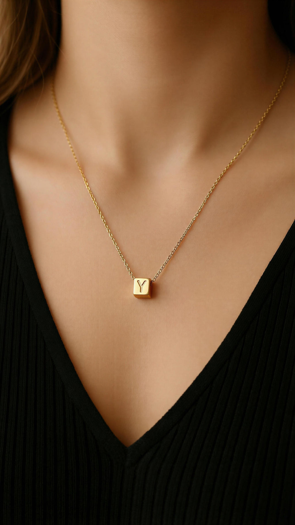 Initial cube Letter Necklace