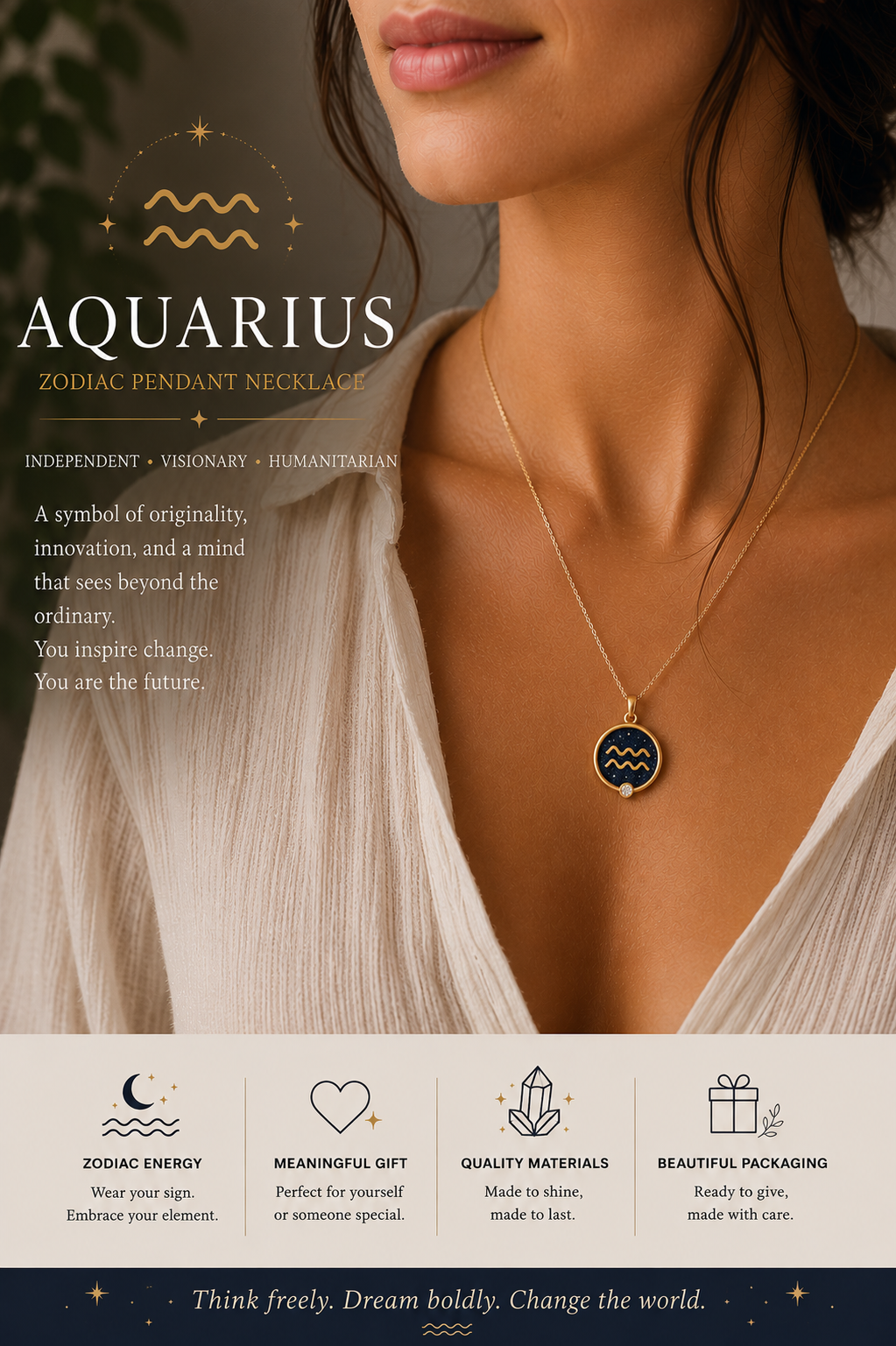 Zodiac pendant necklace with zirconia