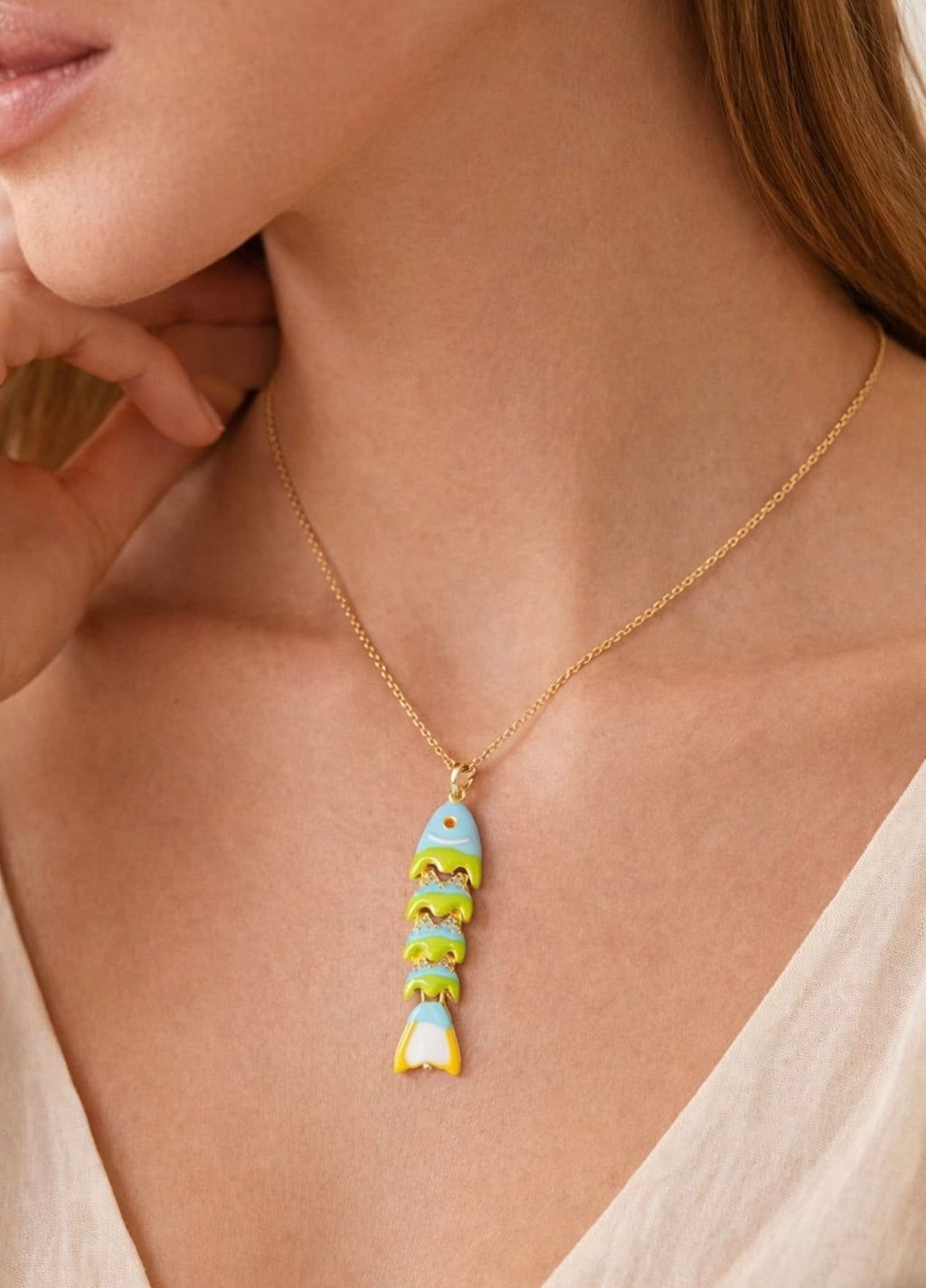Fish Bone Pendant Necklace