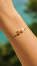 Gold Cross & Pearl Adjustable Cord Bracelet