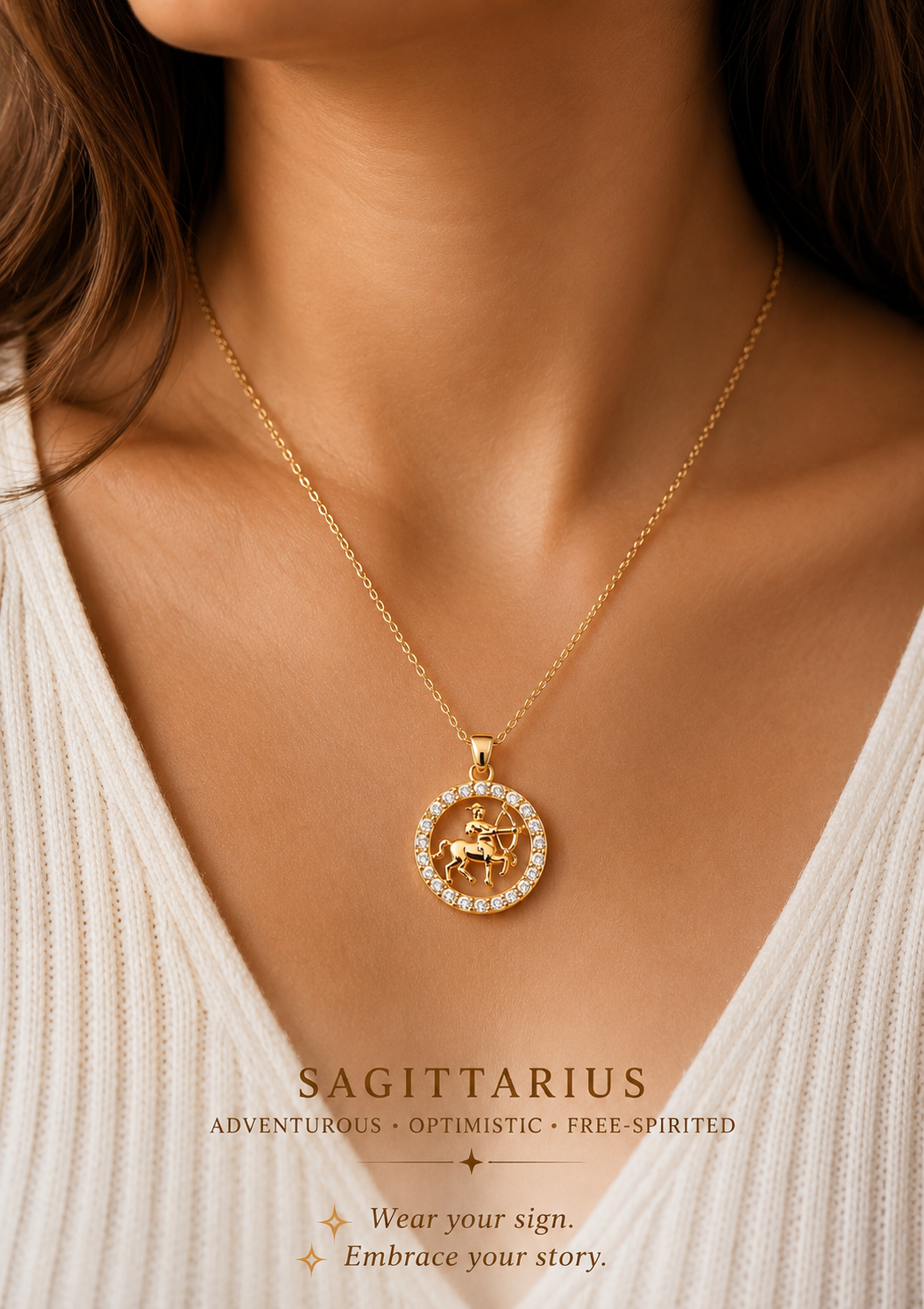 Zodiac pendant necklace with zirconia