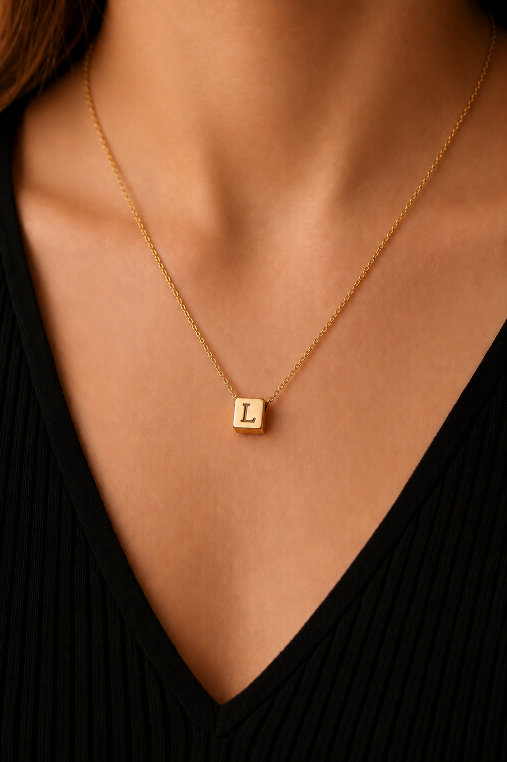 Initial cube Letter Necklace