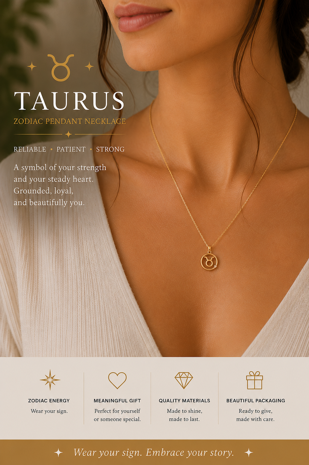 Zodiac pendant necklace with zirconia